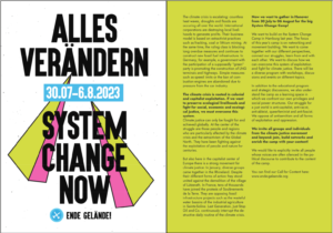 Flyer Design System Change Camp Englisch